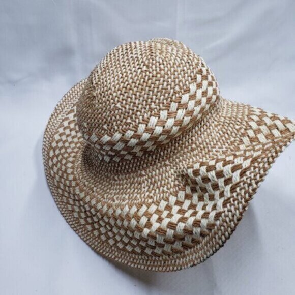 Aerie Paper Straw Beach Hat Big Floppy Neutral Summer Shade - Picture 4 of 13